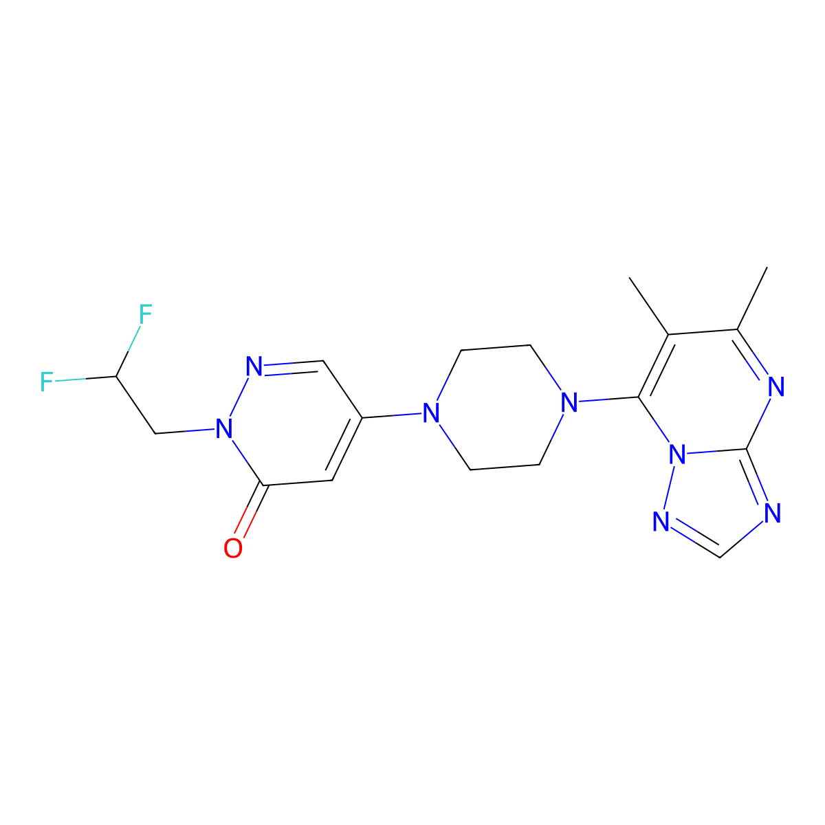 2-(2,2-Difluoroethyl)-5-(4-{5,6-dimethyl-[1,2,4]triazolo[1,5-a]pyrimidin-7-yl}piperazin-1-yl)-2,3-dihydropyridazin-3-one molecular structure, CAS 3030848-71-3