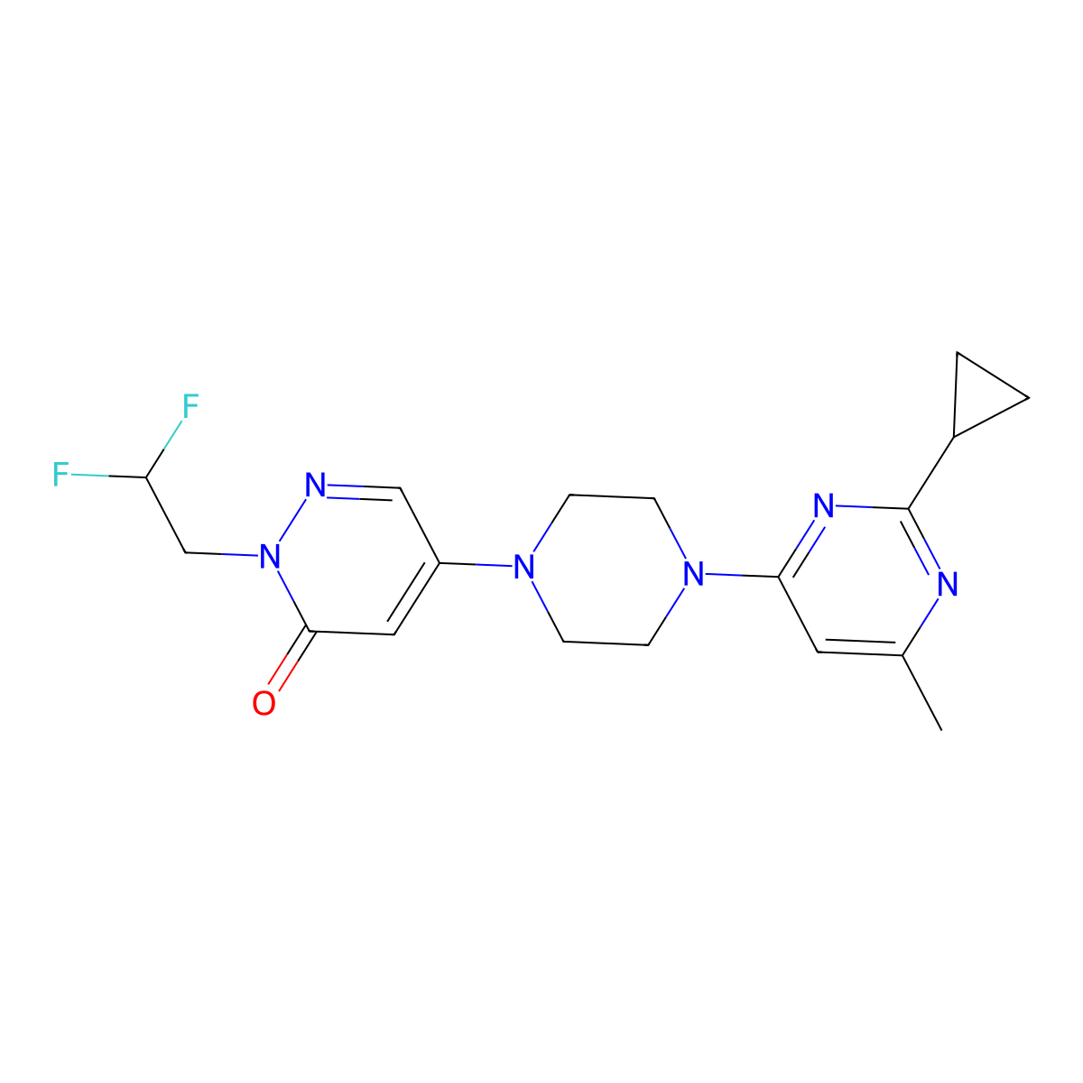 5-[4-(2-Cyclopropyl-6-methylpyrimidin-4-yl)piperazin-1-yl]-2-(2,2-difluoroethyl)-2,3-dihydropyridazin-3-one molecular structure, CAS 3030848-77-9