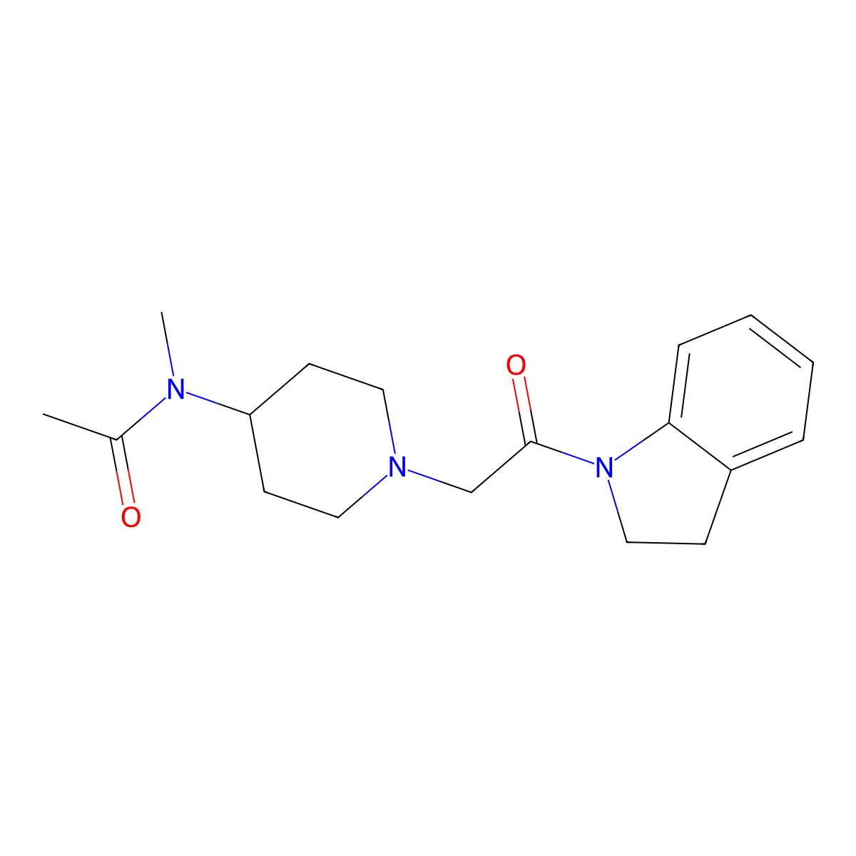 N-{1-[2-(2,3-dihydro-1H-indol-1-yl)-2-oxoethyl]piperidin-4-yl}-N-methylacetamide molecular structure, CAS 3030848-78-0