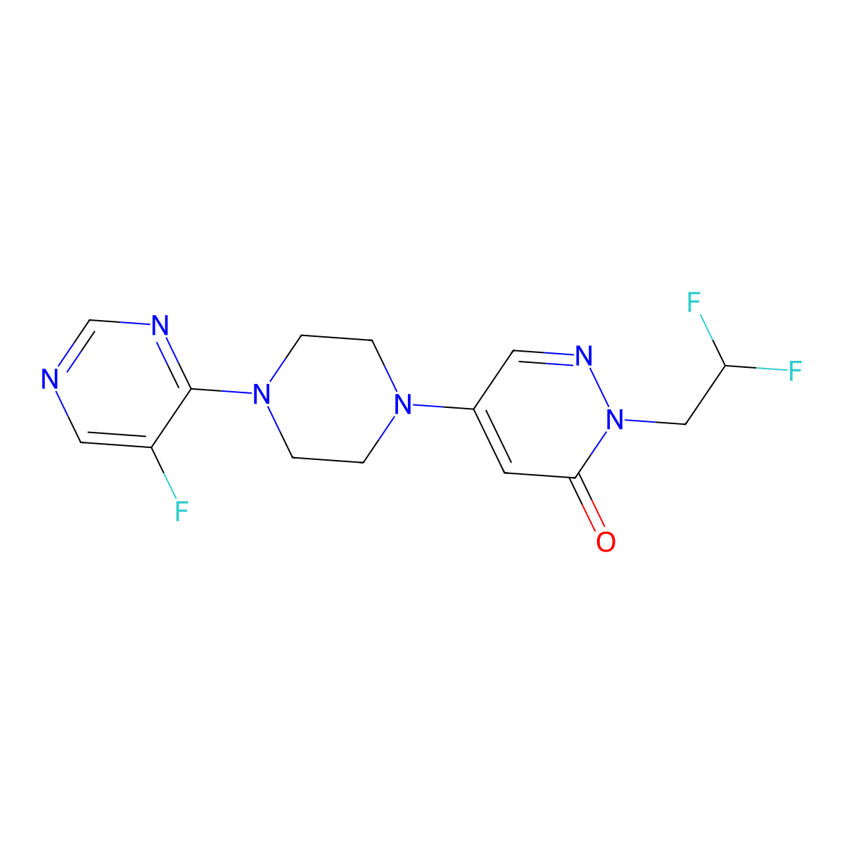 2-(2,2-Difluoroethyl)-5-[4-(5-fluoropyrimidin-4-yl)piperazin-1-yl]-2,3-dihydropyridazin-3-one molecular structure, CAS 3030848-95-1