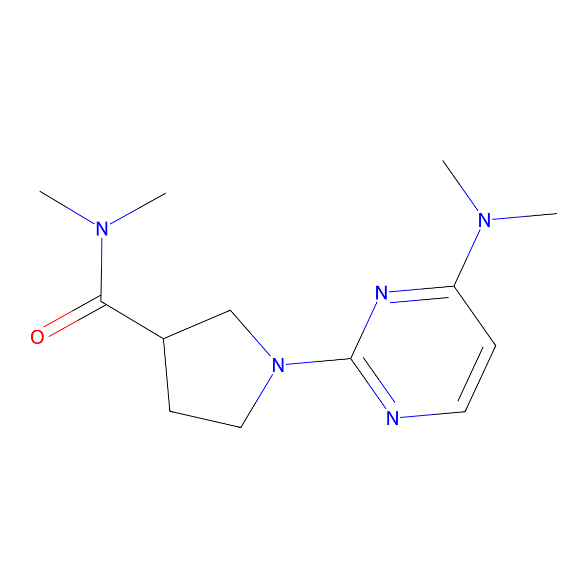 1-[4-(dimethylamino)pyrimidin-2-yl]-N,N-dimethylpyrrolidine-3-carboxamide molecular structure, CAS 3030848-96-2