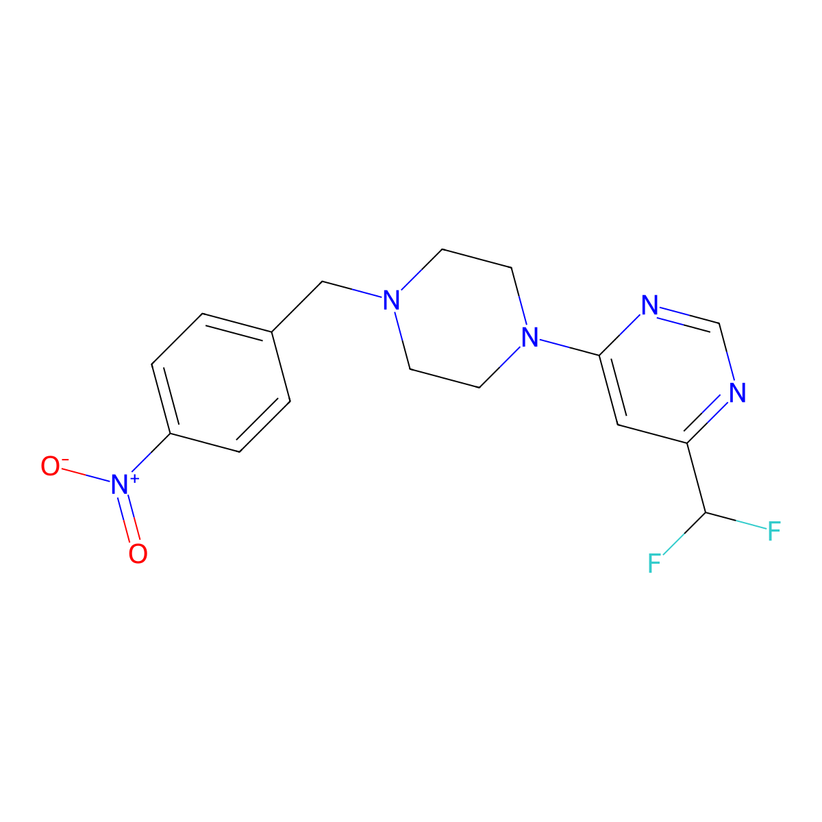 4-(Difluoromethyl)-6-{4-[(4-nitrophenyl)methyl]piperazin-1-yl}pyrimidine molecular structure, CAS 3030849-08-9