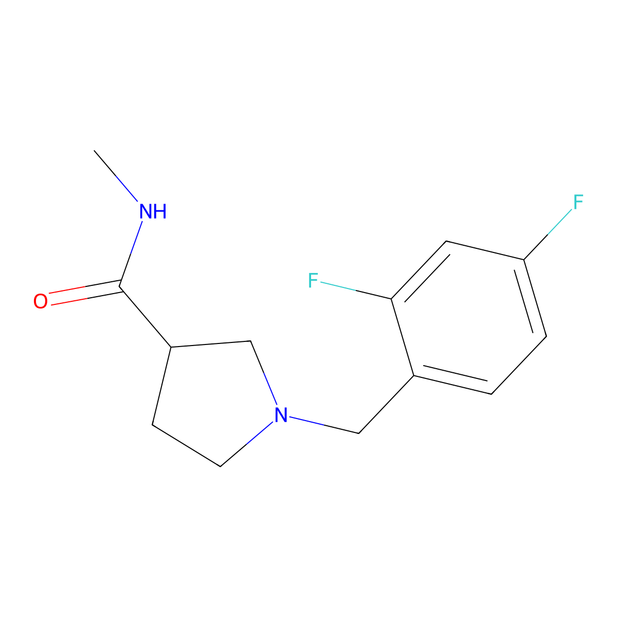 1-[(2,4-difluorophenyl)methyl]-N-methylpyrrolidine-3-carboxamide molecular structure, CAS 3030849-11-4