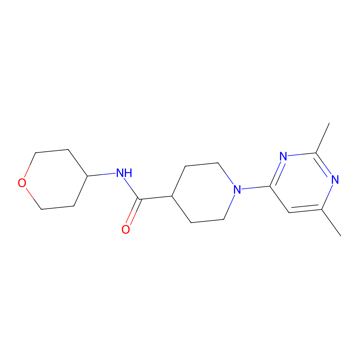 1-(2,6-dimethylpyrimidin-4-yl)-N-(oxan-4-yl)piperidine-4-carboxamide molecular structure, CAS 3030849-17-0