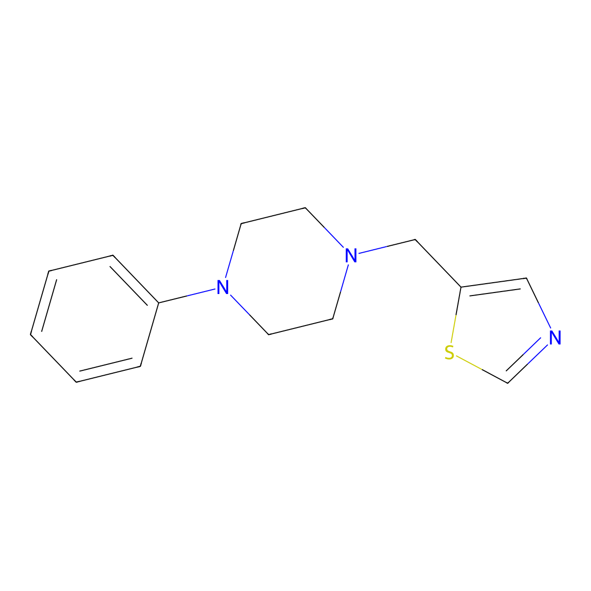 1-Phenyl-4-[(1,3-thiazol-5-yl)methyl]piperazine molecular structure, CAS 3030849-18-1