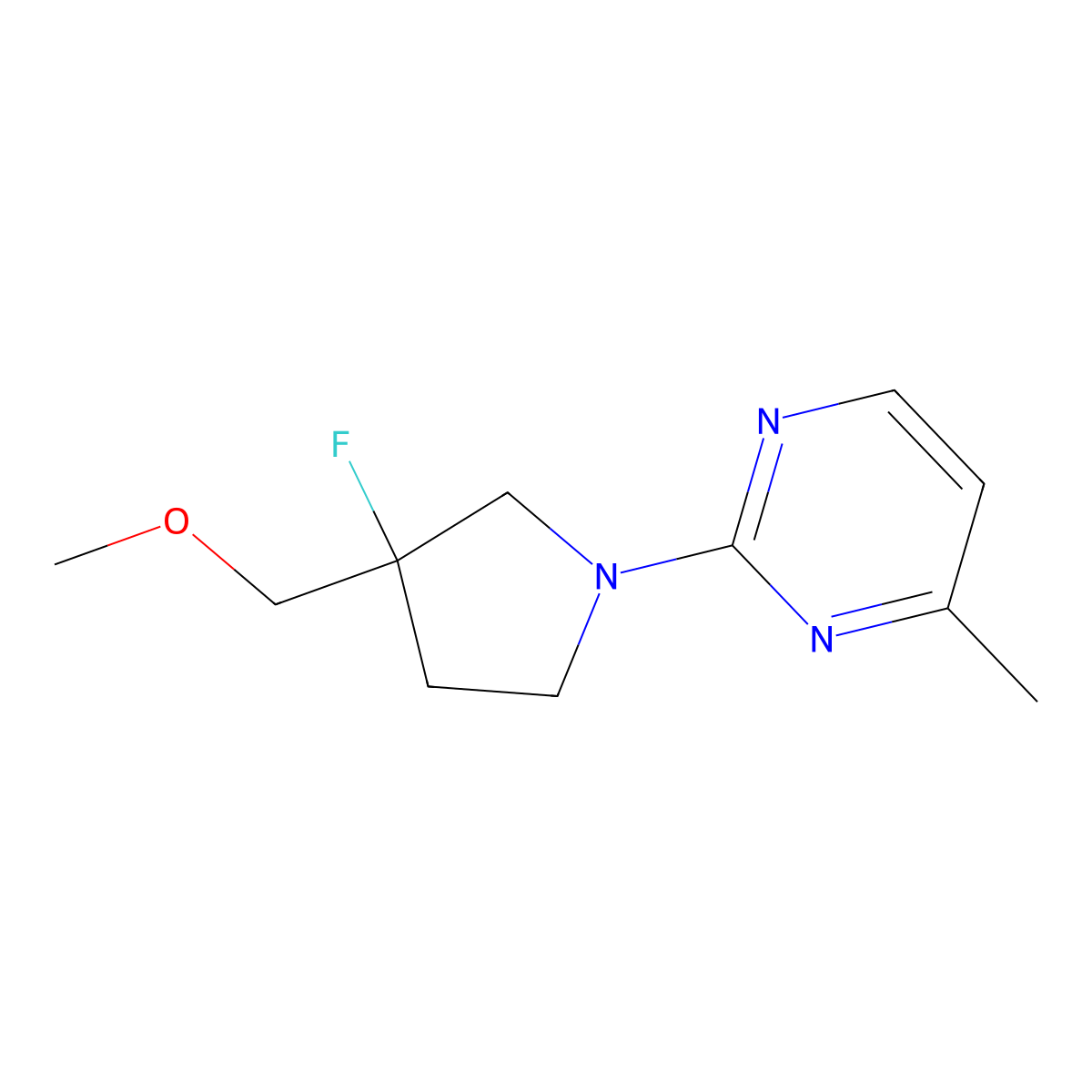 2-[3-Fluoro-3-(methoxymethyl)pyrrolidin-1-yl]-4-methylpyrimidine molecular structure, CAS 3030849-34-1