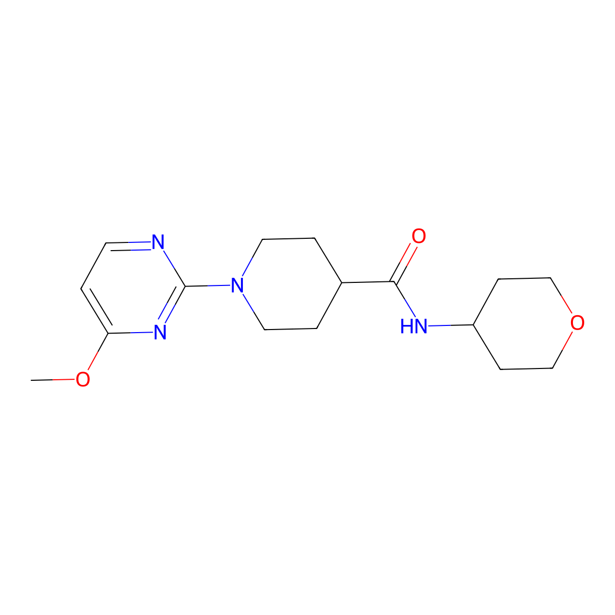 1-(4-methoxypyrimidin-2-yl)-N-(oxan-4-yl)piperidine-4-carboxamide molecular structure, CAS 3030849-37-4