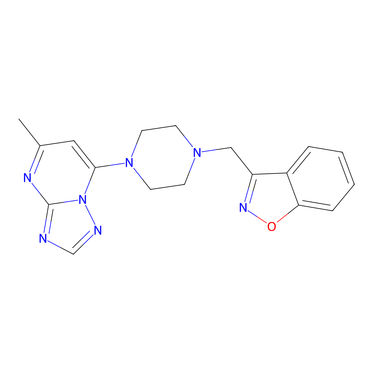 3-[(4-{5-Methyl-[1,2,4]triazolo[1,5-a]pyrimidin-7-yl}piperazin-1-yl)methyl]-1,2-benzoxazole molecular structure, CAS 3030849-40-9