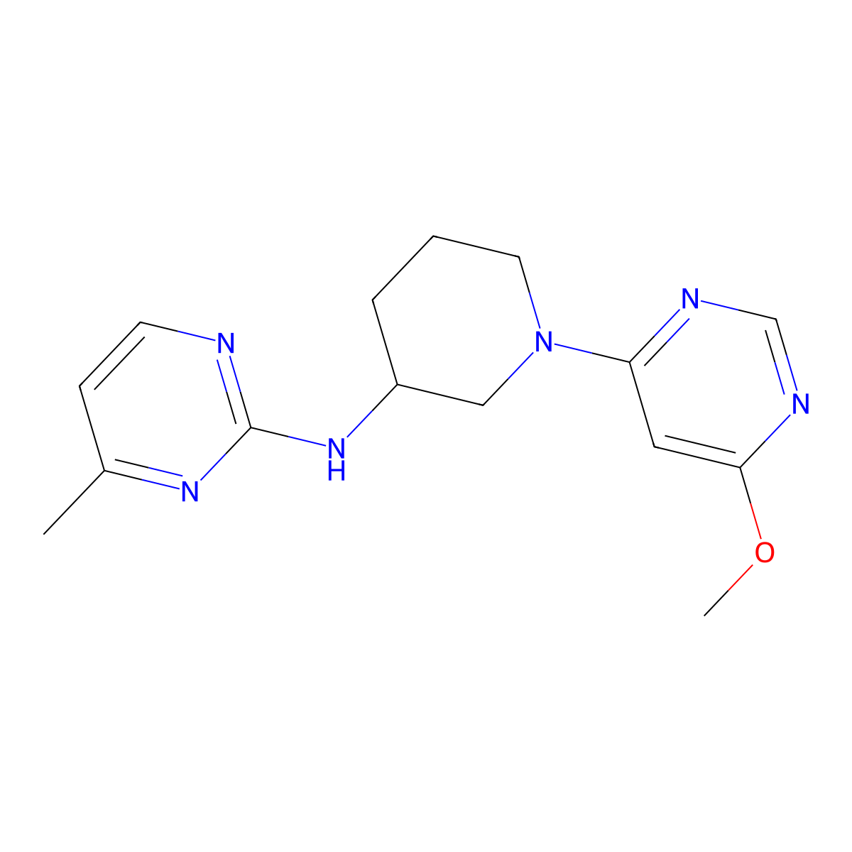 N-[1-(6-methoxypyrimidin-4-yl)piperidin-3-yl]-4-methylpyrimidin-2-amine molecular structure, CAS 3030849-49-8