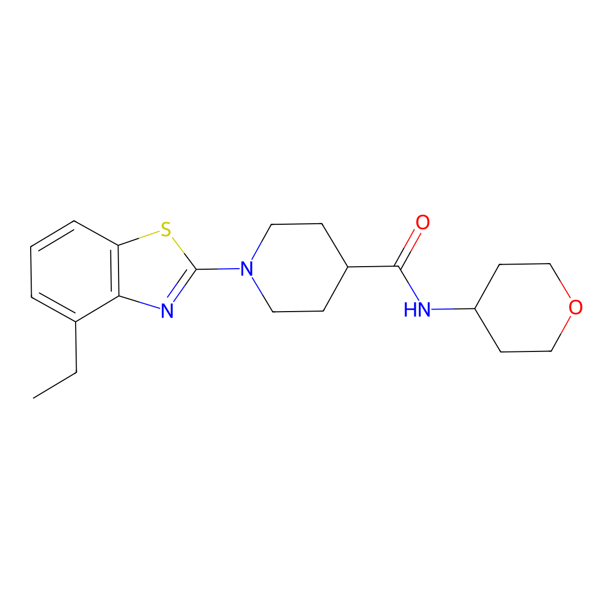 1-(4-ethyl-1,3-benzothiazol-2-yl)-N-(oxan-4-yl)piperidine-4-carboxamide molecular structure, CAS 3030849-53-4