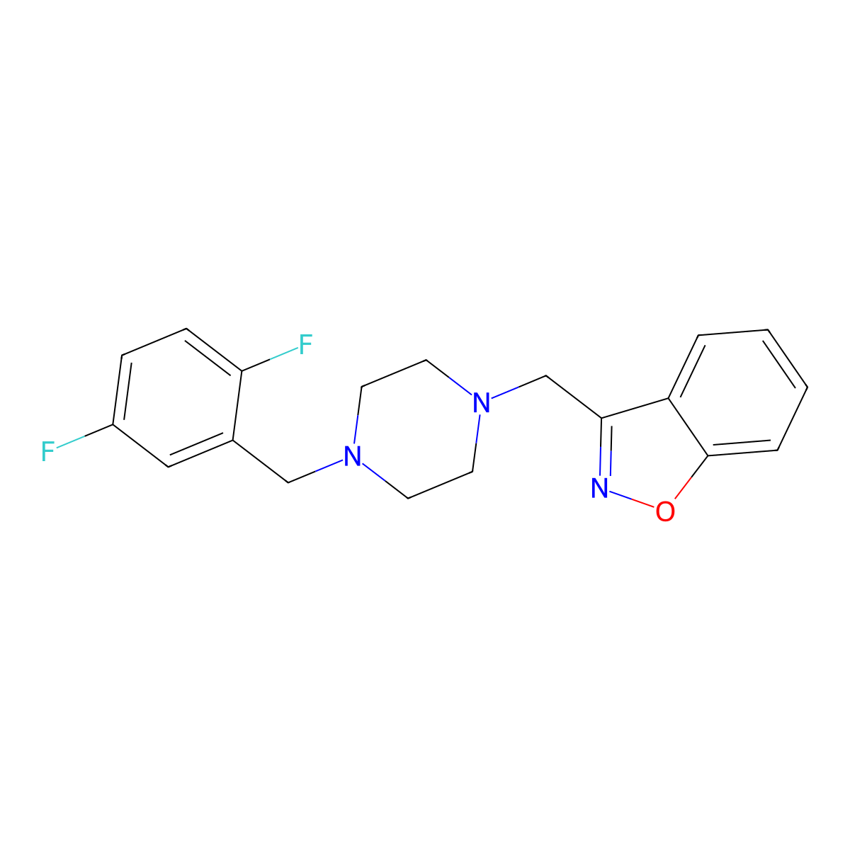 3-({4-[(2,5-Difluorophenyl)methyl]piperazin-1-yl}methyl)-1,2-benzoxazole molecular structure, CAS 3030849-56-7