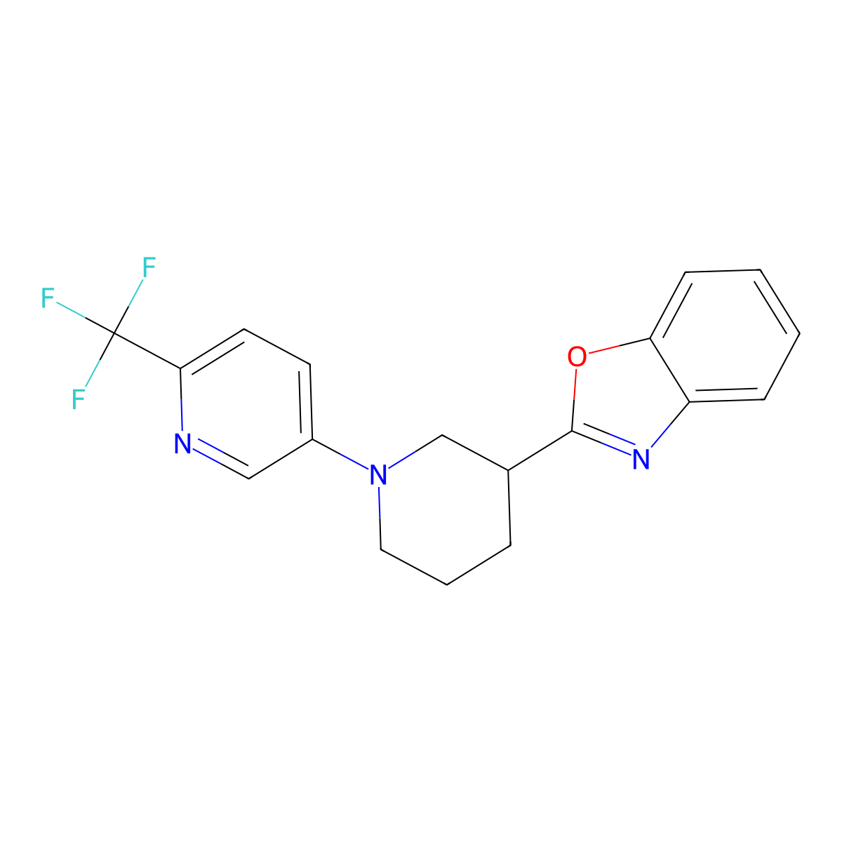 2-{1-[6-(Trifluoromethyl)pyridin-3-yl]piperidin-3-yl}-1,3-benzoxazole molecular structure, CAS 3030849-60-3
