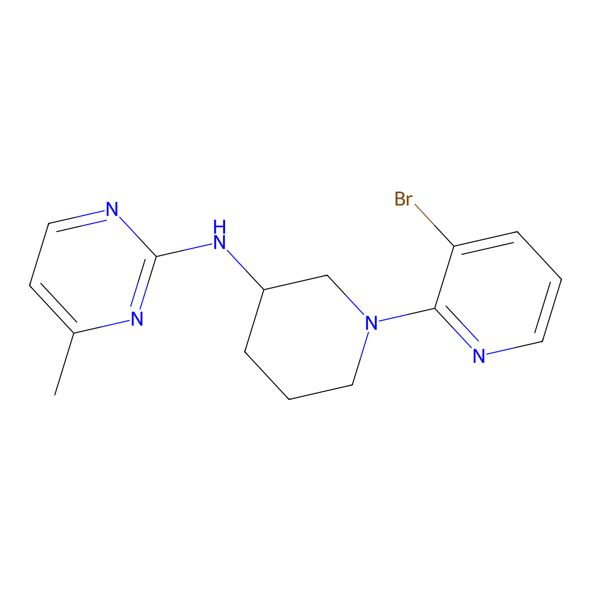 N-[1-(3-bromo-2-pyridinyl)piperidin-3-yl]-4-methylpyrimidin-2-amine molecular structure, CAS 3030849-66-9