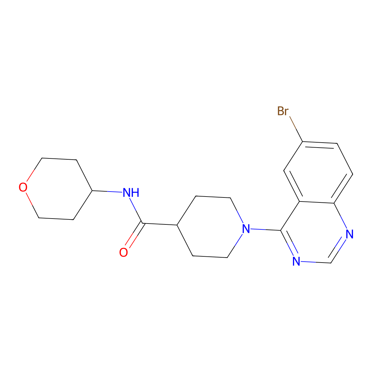 1-(6-bromoquinazolin-4-yl)-N-(oxan-4-yl)piperidine-4-carboxamide molecular structure, CAS 3030849-68-1