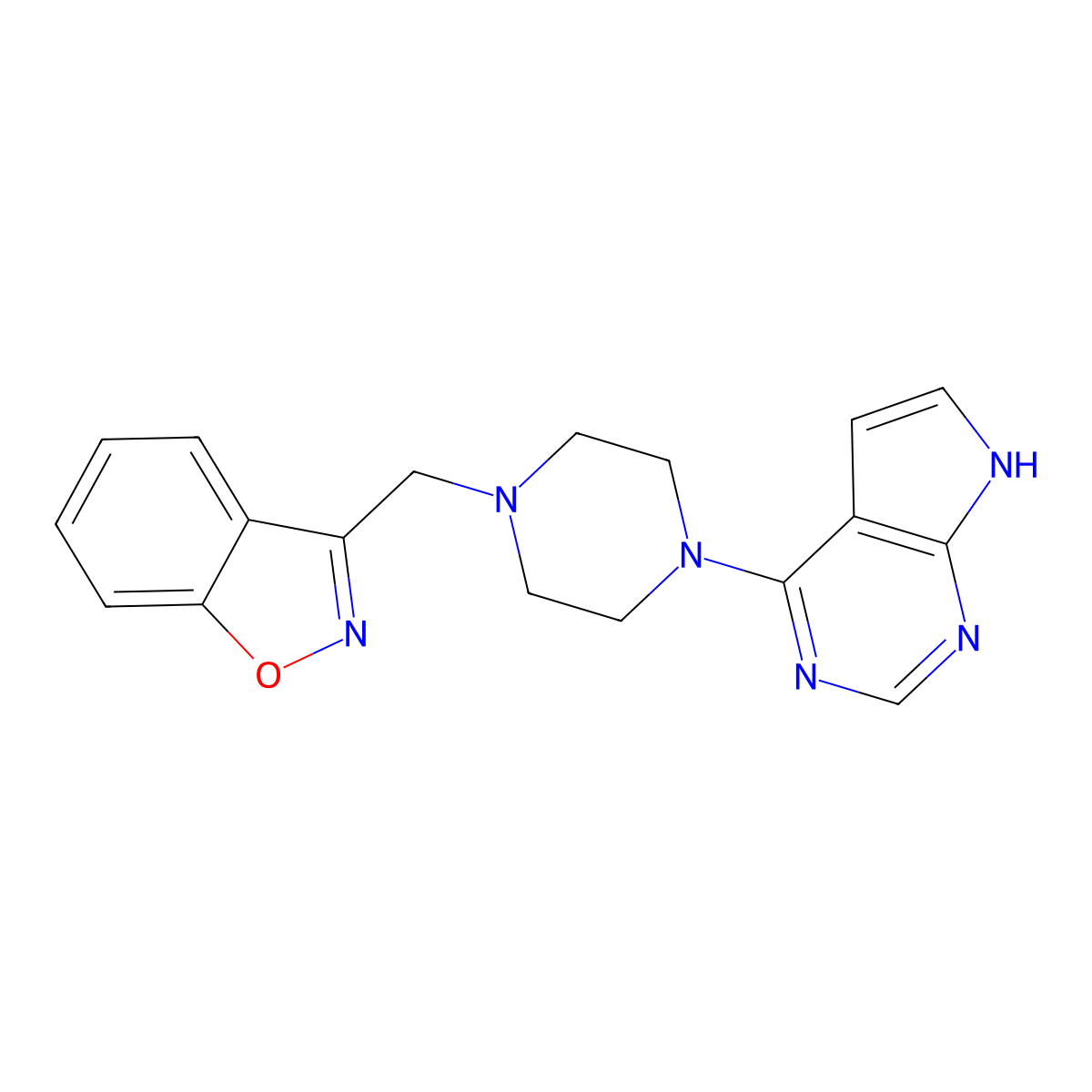 3-[(4-{7H-pyrrolo[2,3-d]pyrimidin-4-yl}piperazin-1-yl)methyl]-1,2-benzoxazole molecular structure, CAS 3030849-71-6