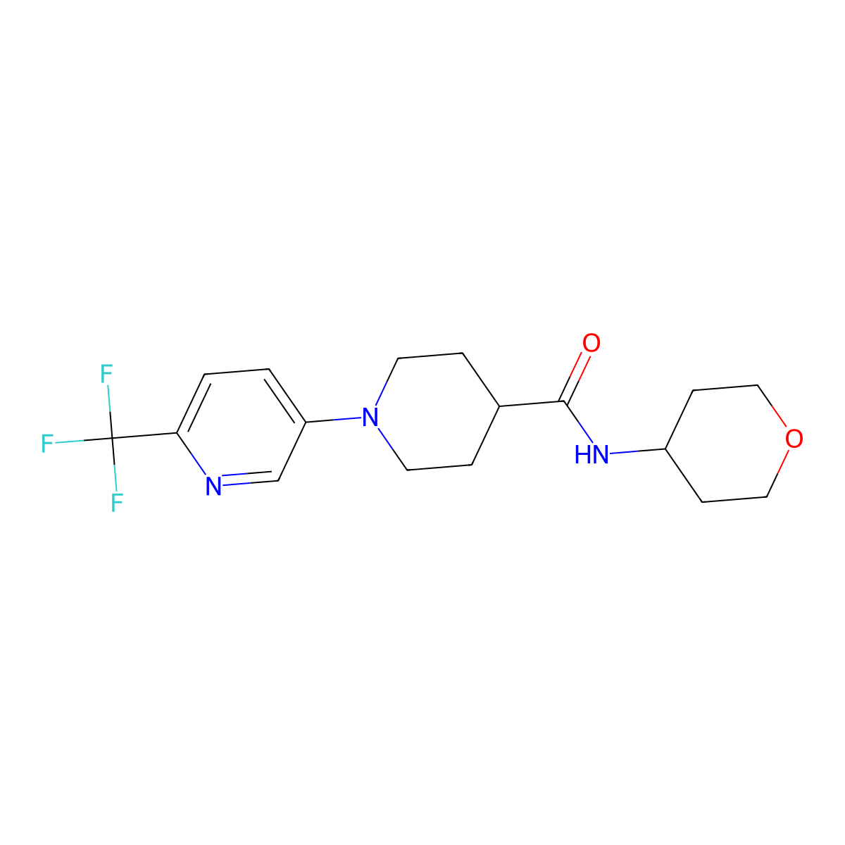N-(oxan-4-yl)-1-[6-(trifluoromethyl)pyridin-3-yl]piperidine-4-carboxamide molecular structure, CAS 3030849-74-9
