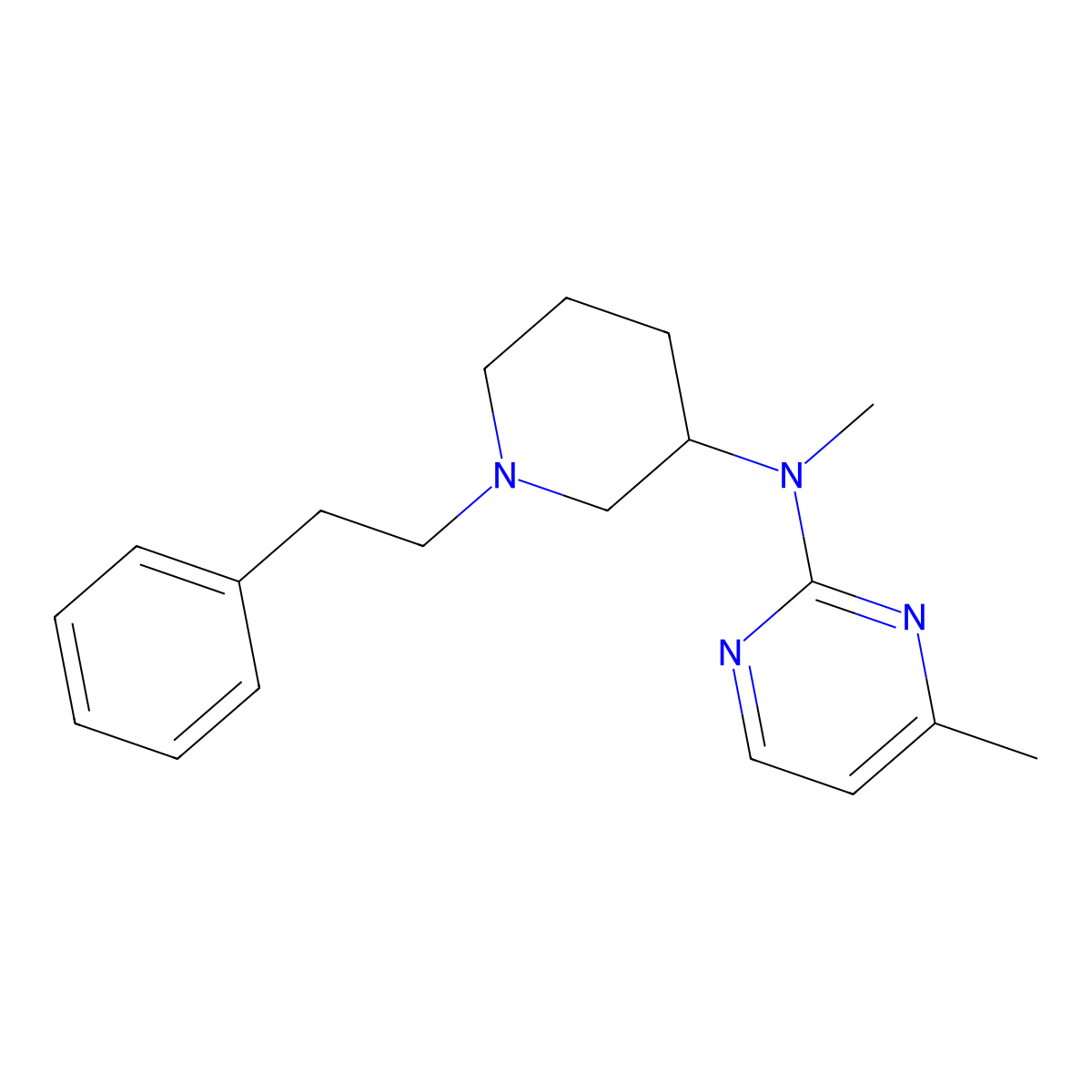 N,4-dimethyl-N-[1-(2-phenylethyl)piperidin-3-yl]pyrimidin-2-amine molecular structure, CAS 3030849-75-0