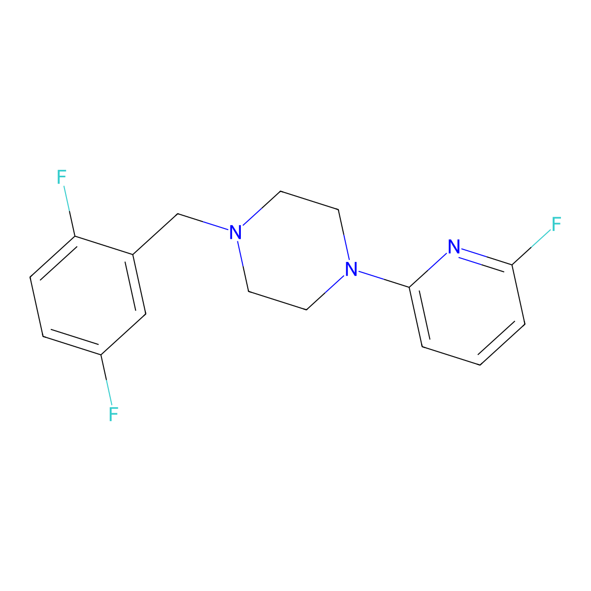 1-[(2,5-Difluorophenyl)methyl]-4-(6-fluoropyridin-2-yl)piperazine molecular structure, CAS 3030849-90-9
