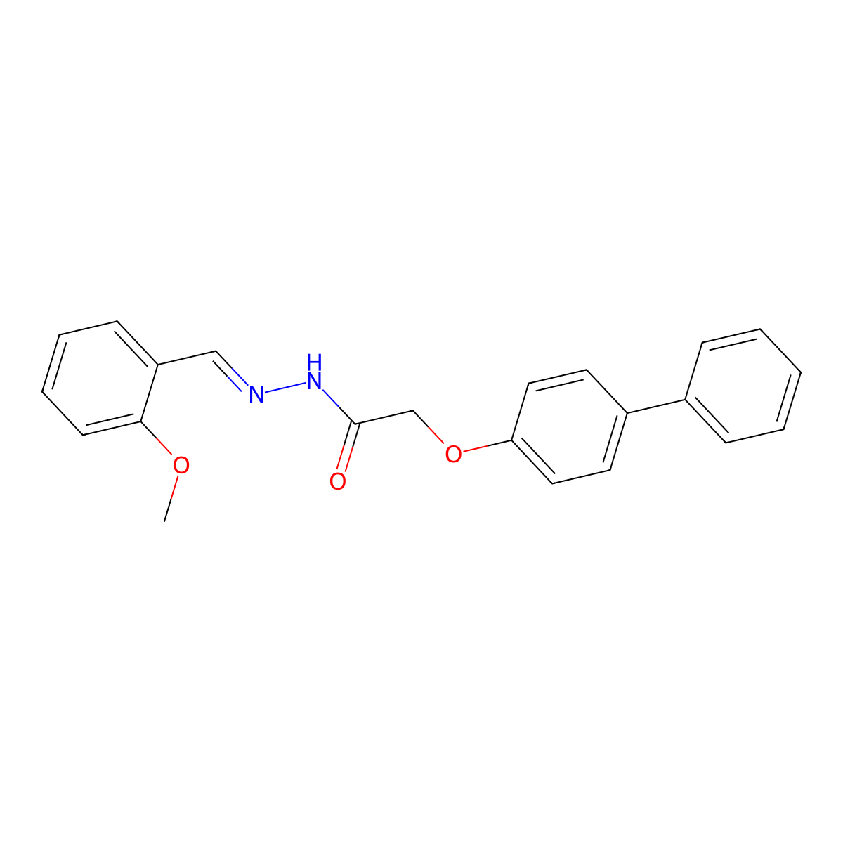 2-((1,1'-Biphenyl)-4-yloxy)-N'-(2-methoxybenzylidene)acetohydrazide molecular structure, CAS 303085-21-4