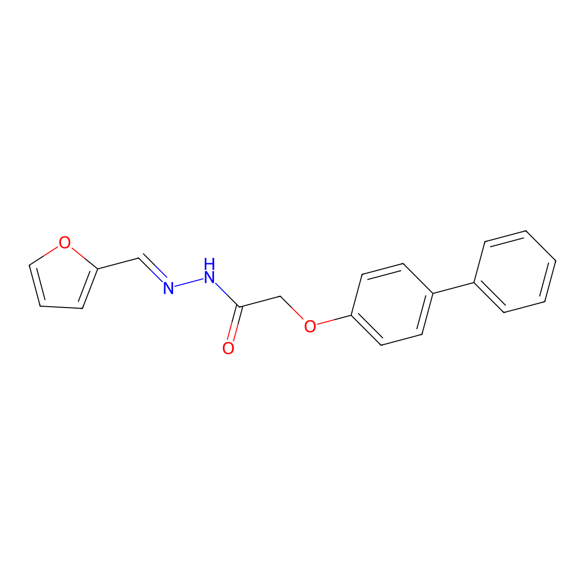 2-((1,1'-Biphenyl)-4-yloxy)-N'-(2-furylmethylene)acetohydrazide molecular structure, CAS 303085-85-0