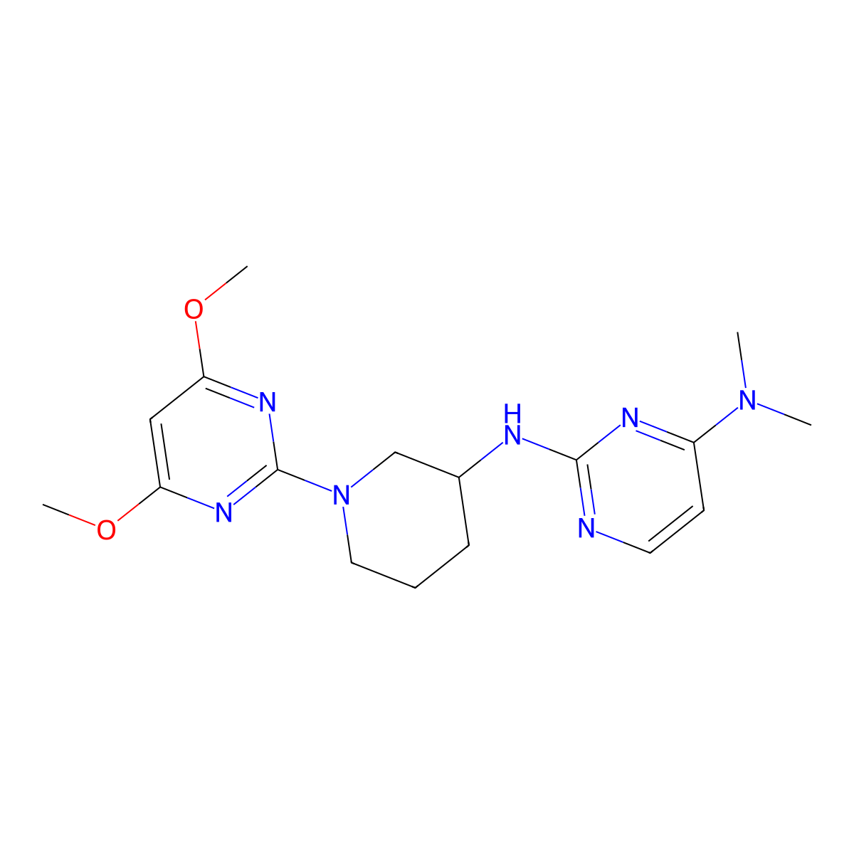 N2-[1-(4,6-dimethoxypyrimidin-2-yl)piperidin-3-yl]-N4,N4-dimethylpyrimidine-2,4-diamine molecular structure, CAS 3030850-06-4