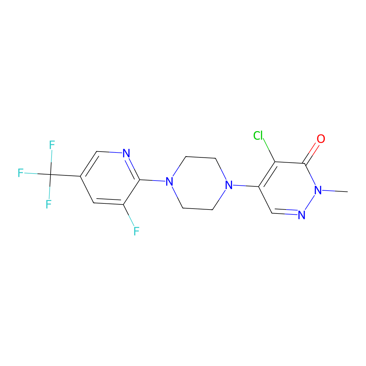 4-Chloro-5-{4-[3-fluoro-5-(trifluoromethyl)pyridin-2-yl]piperazin-1-yl}-2-methyl-2,3-dihydropyridazin-3-one molecular structure, CAS 3030850-10-0