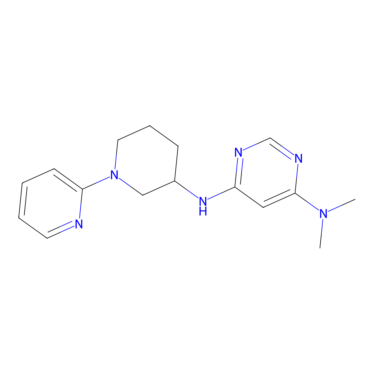N4,N4-dimethyl-N6-[1-(pyridin-2-yl)piperidin-3-yl]pyrimidine-4,6-diamine molecular structure, CAS 3030850-12-2