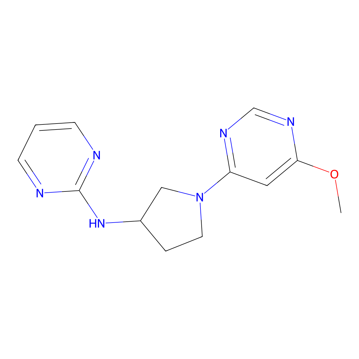 N-[1-(6-methoxypyrimidin-4-yl)pyrrolidin-3-yl]pyrimidin-2-amine molecular structure, CAS 3030850-22-4