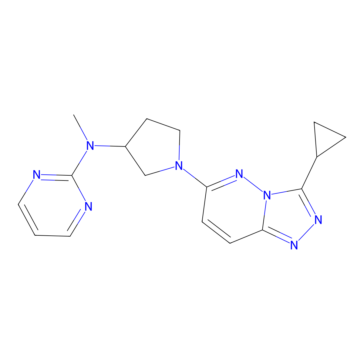 N-(1-{3-cyclopropyl-[1,2,4]triazolo[4,3-b]pyridazin-6-yl}pyrrolidin-3-yl)-N-methylpyrimidin-2-amine molecular structure, CAS 3030850-31-5