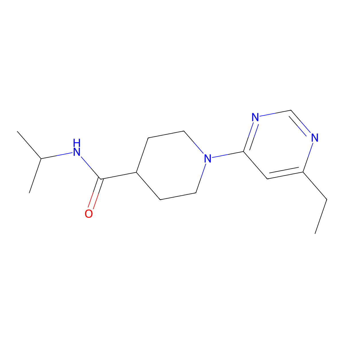 1-(6-ethylpyrimidin-4-yl)-N-(propan-2-yl)piperidine-4-carboxamide molecular structure, CAS 3030850-41-7