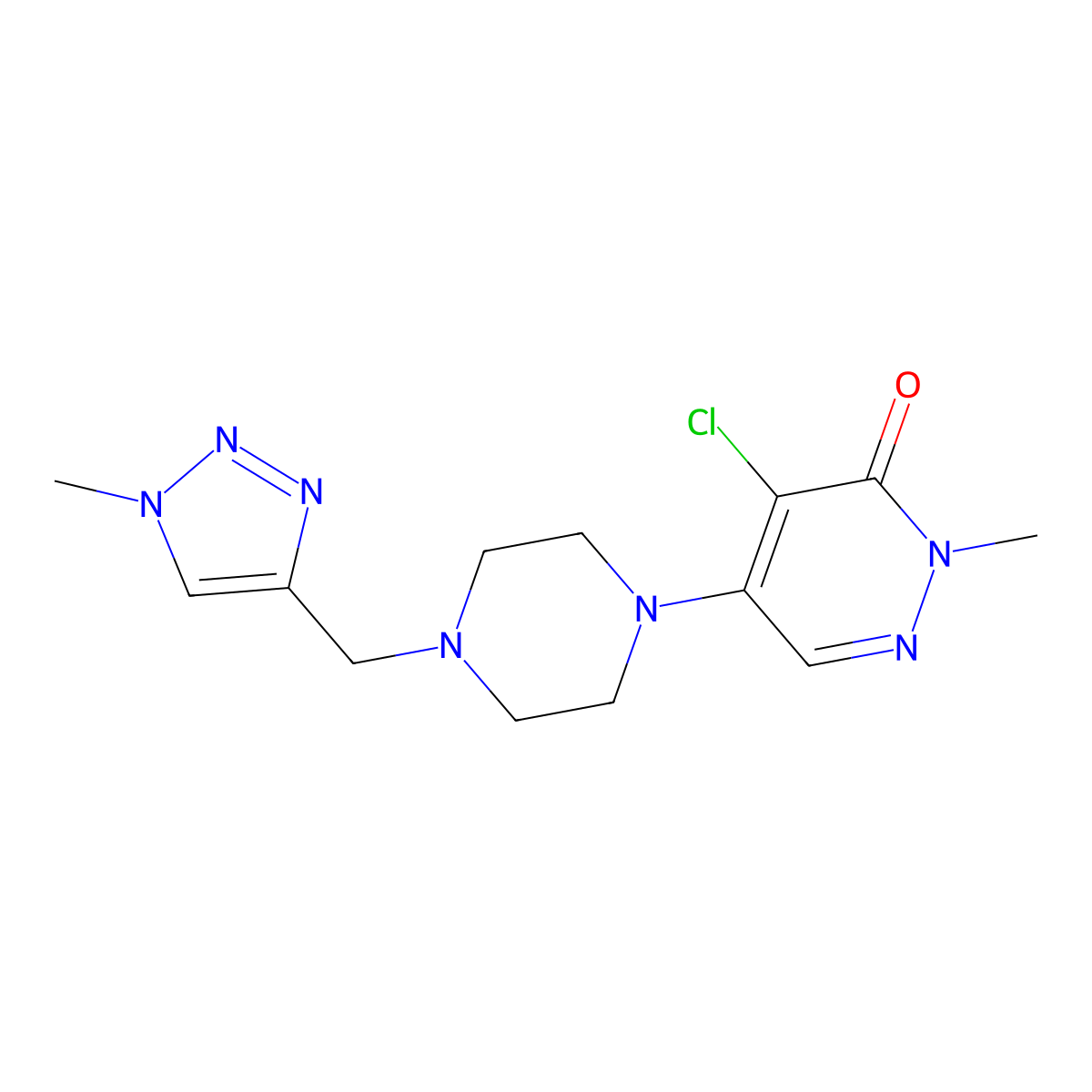 4-chloro-2-methyl-5-{4-[(1-methyl-1H-1,2,3-triazol-4-yl)methyl]piperazin-1-yl}-2,3-dihydropyridazin-3-one molecular structure, CAS 3030850-48-4