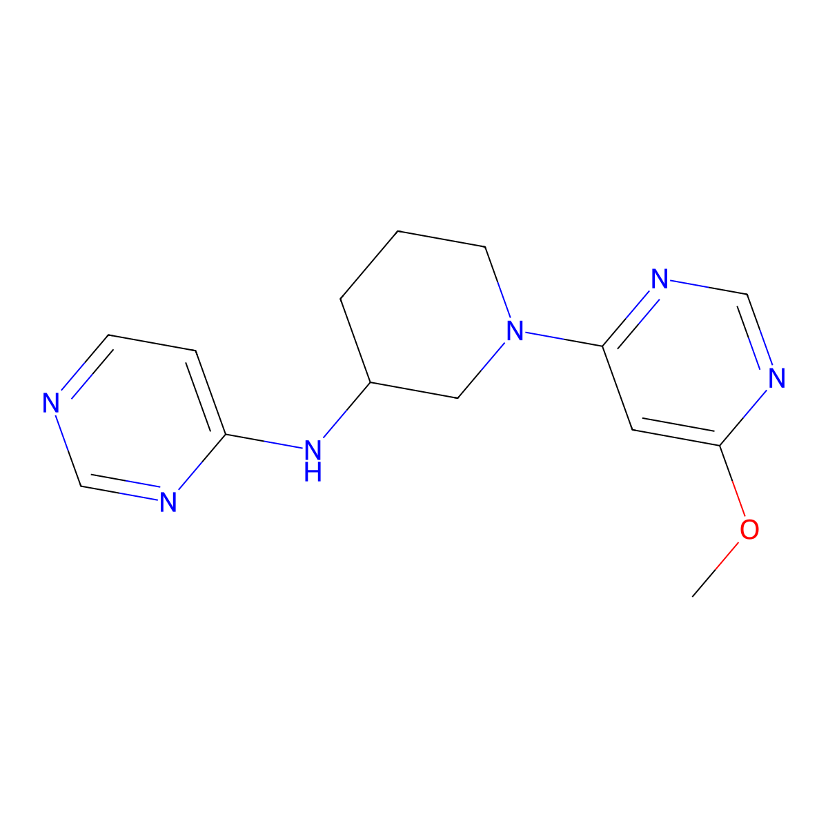 N-[1-(6-methoxypyrimidin-4-yl)piperidin-3-yl]pyrimidin-4-amine molecular structure, CAS 3030850-65-5