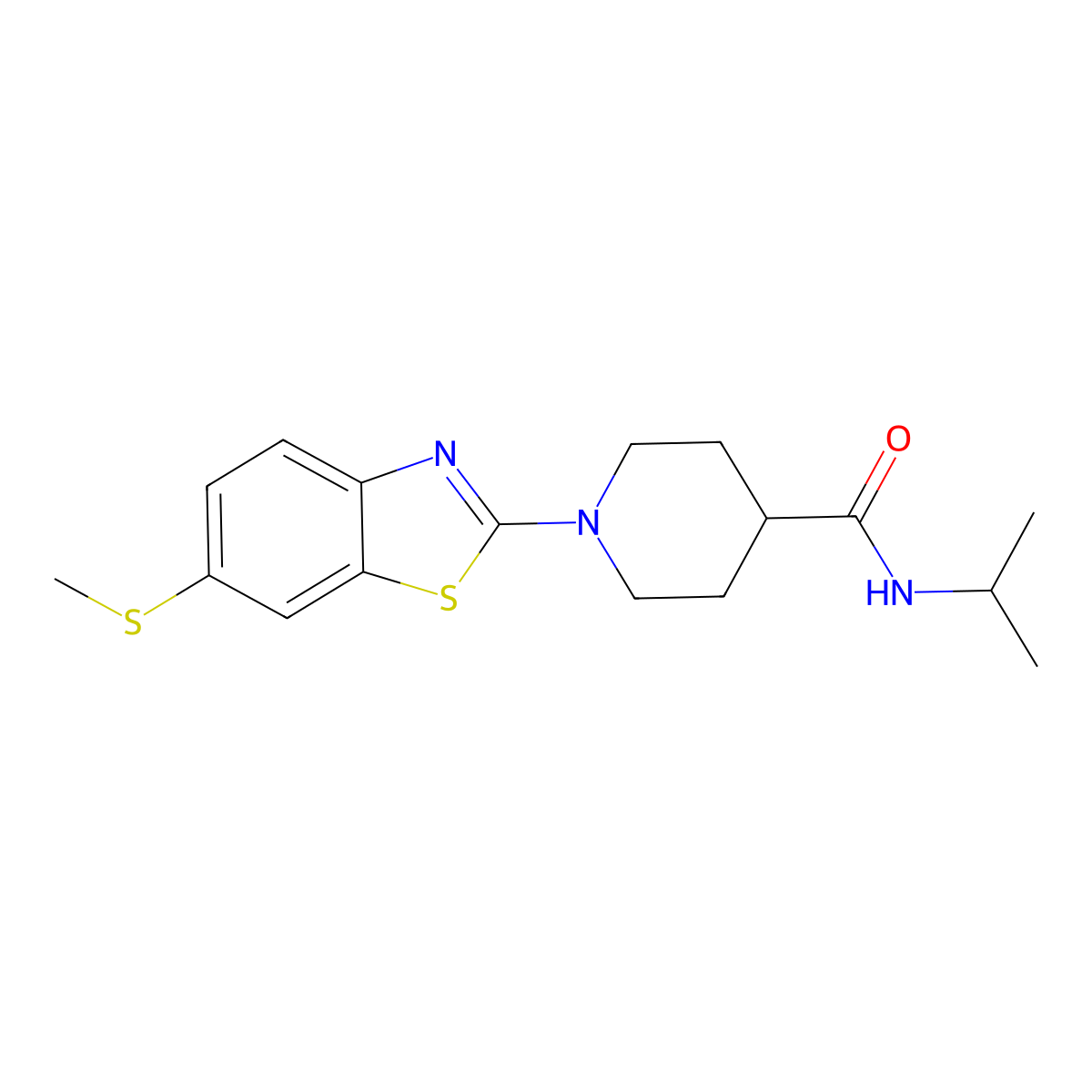 1-[6-(methylsulfanyl)-1,3-benzothiazol-2-yl]-N-(propan-2-yl)piperidine-4-carboxamide molecular structure, CAS 3030850-68-8