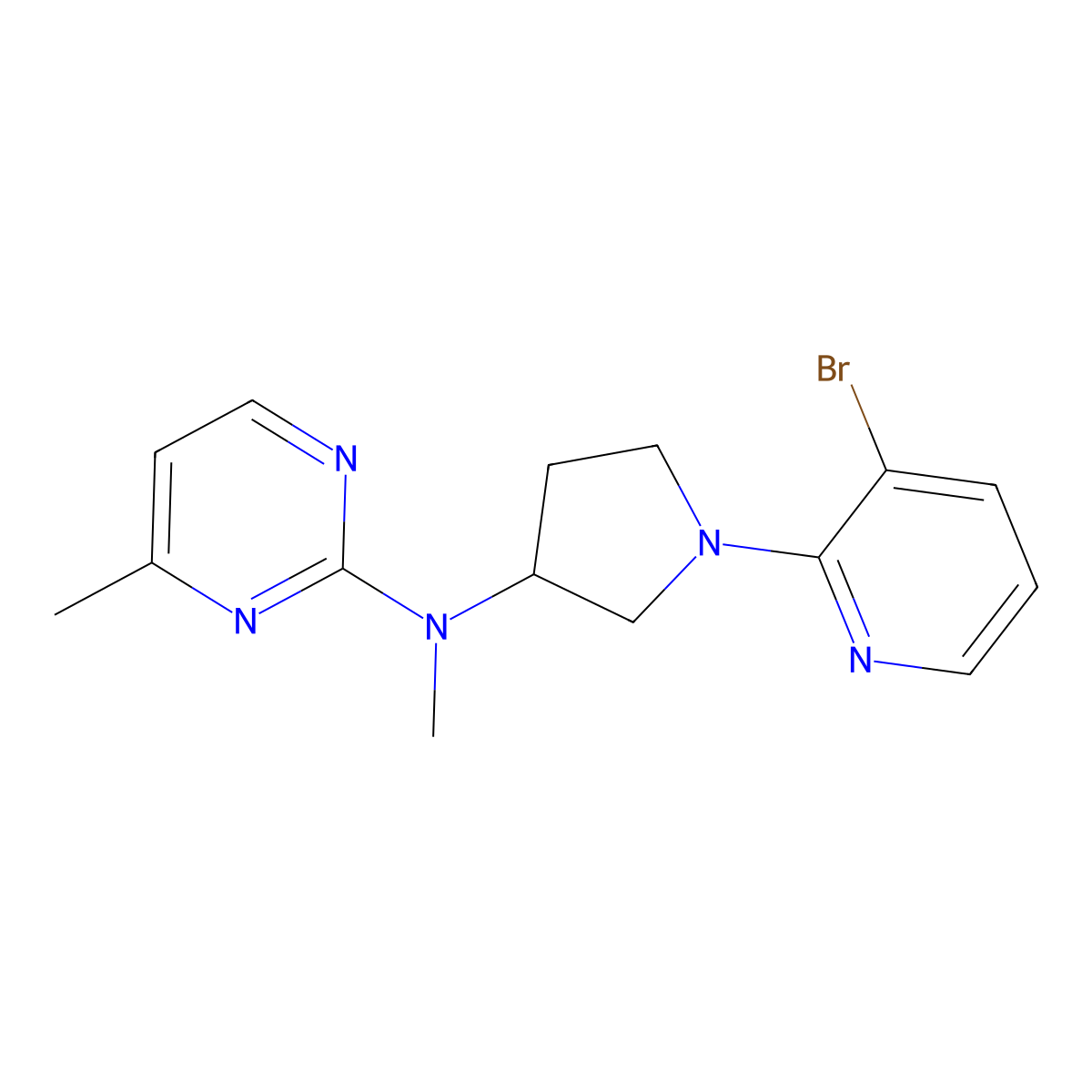 N-[1-(3-bromopyridin-2-yl)pyrrolidin-3-yl]-N,4-dimethylpyrimidin-2-amine molecular structure, CAS 3030850-70-2
