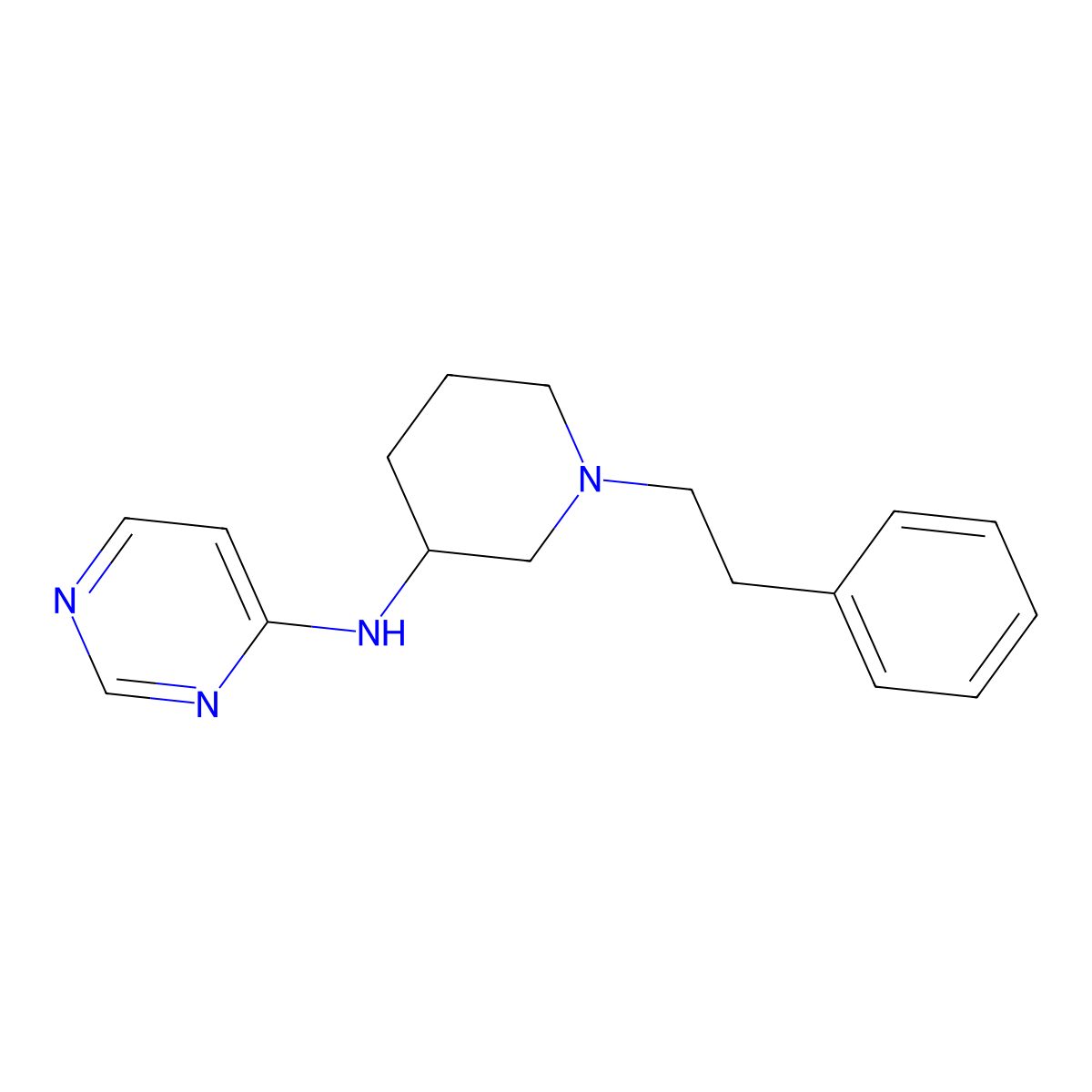 N-[1-(2-phenylethyl)piperidin-3-yl]pyrimidin-4-amine molecular structure, CAS 3030850-73-5