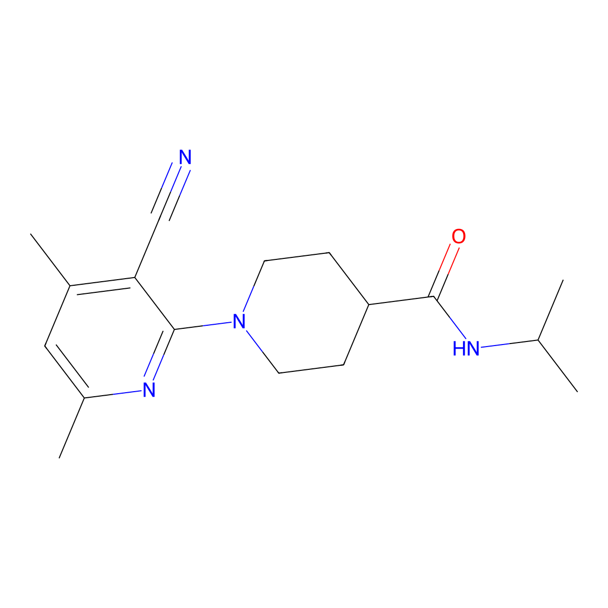 1-(3-cyano-4,6-dimethylpyridin-2-yl)-N-(propan-2-yl)piperidine-4-carboxamide molecular structure, CAS 3030850-76-8