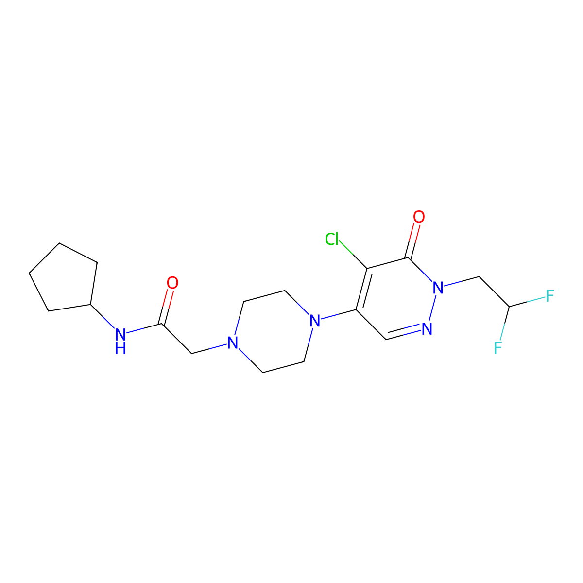 4-Chloro-2-(2,2-difluoroethyl)-5-[4-(6-methoxypyridin-2-yl)piperazin-1-yl]-2,3-dihydropyridazin-3-one molecular structure, CAS 3030850-77-9