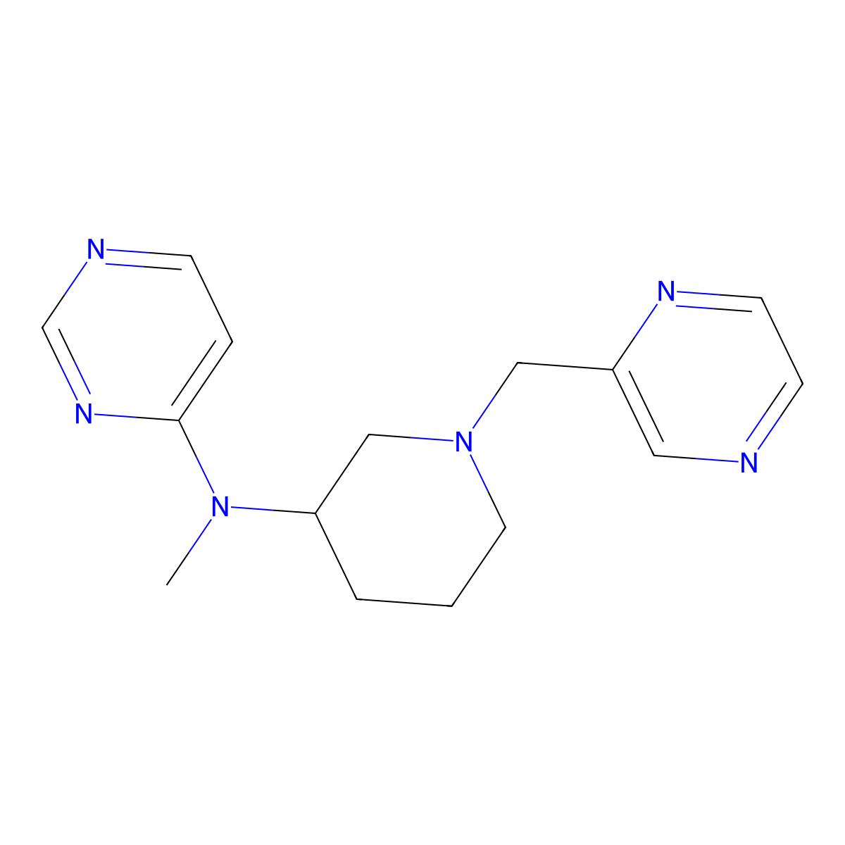N-methyl-N-{1-[(pyrazin-2-yl)methyl]piperidin-3-yl}pyrimidin-4-amine molecular structure, CAS 3030850-78-0