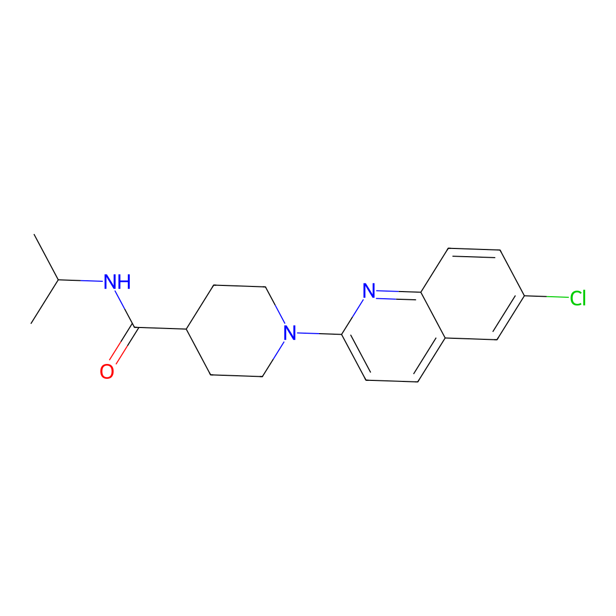 1-(6-chloroquinolin-2-yl)-N-(propan-2-yl)piperidine-4-carboxamide molecular structure, CAS 3030850-79-1