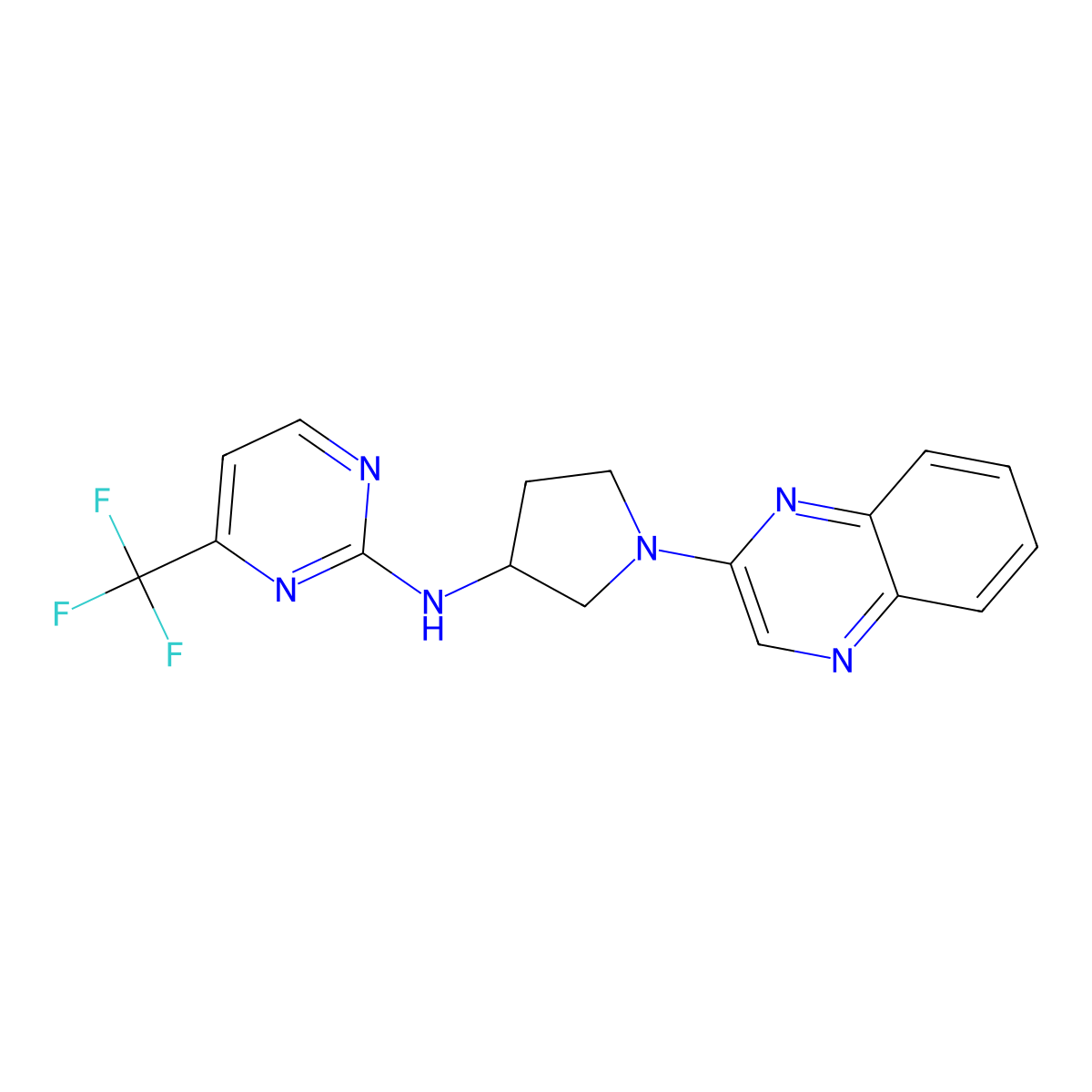 N-[1-(quinoxalin-2-yl)pyrrolidin-3-yl]-4-(trifluoromethyl)pyrimidin-2-amine molecular structure, CAS 3030850-80-4
