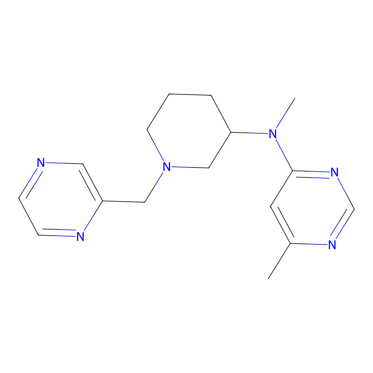 N,6-dimethyl-N-{1-[(pyrazin-2-yl)methyl]piperidin-3-yl}pyrimidin-4-amine molecular structure, CAS 3030850-90-6