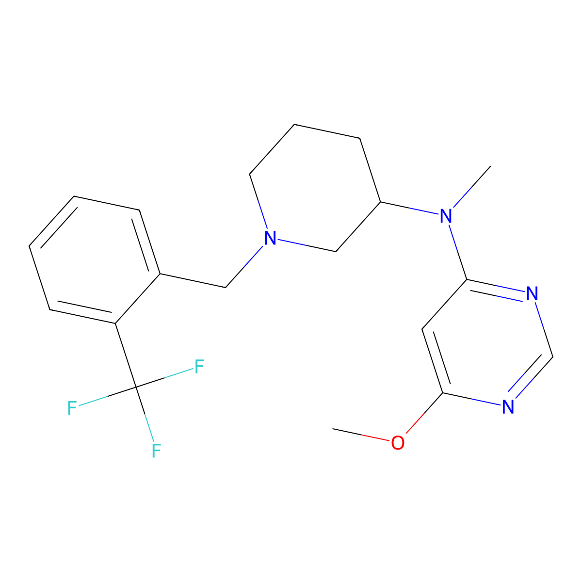 6-methoxy-N-methyl-N-(1-{[2-(trifluoromethyl)phenyl]methyl}piperidin-3-yl)pyrimidin-4-amine molecular structure, CAS 3030850-98-4