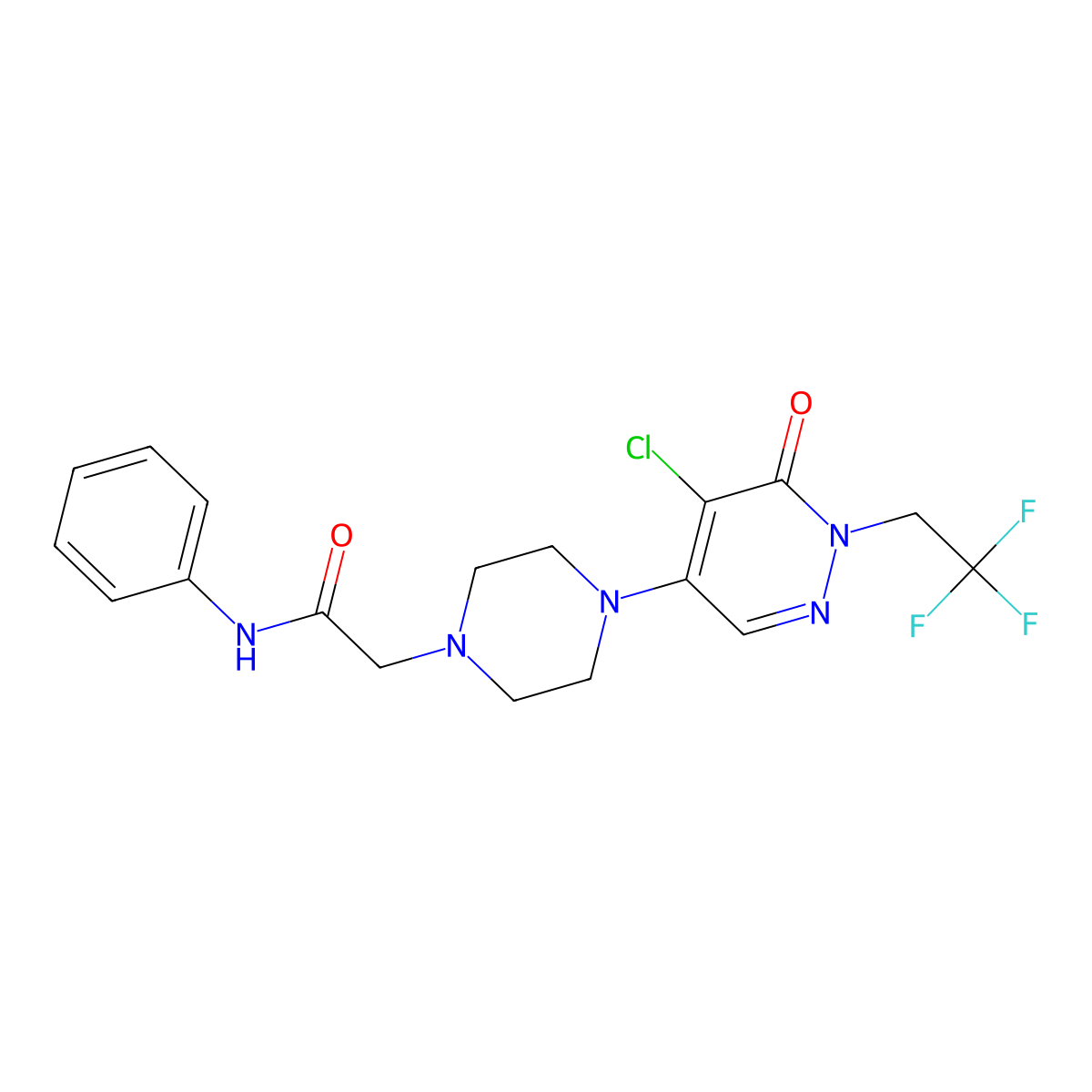 2-{4-[5-chloro-6-oxo-1-(2,2,2-trifluoroethyl)-1,6-dihydropyridazin-4-yl]piperazin-1-yl}-N-phenylacetamide molecular structure, CAS 3030851-03-4
