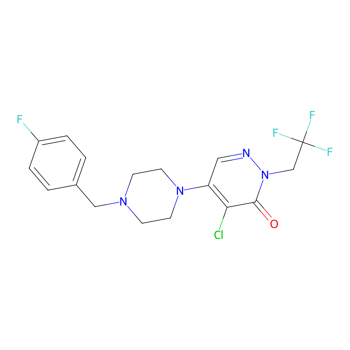 4-Chloro-5-{4-[(4-fluorophenyl)methyl]piperazin-1-yl}-2-(2,2,2-trifluoroethyl)-2,3-dihydropyridazin-3-one molecular structure, CAS 3030851-11-4