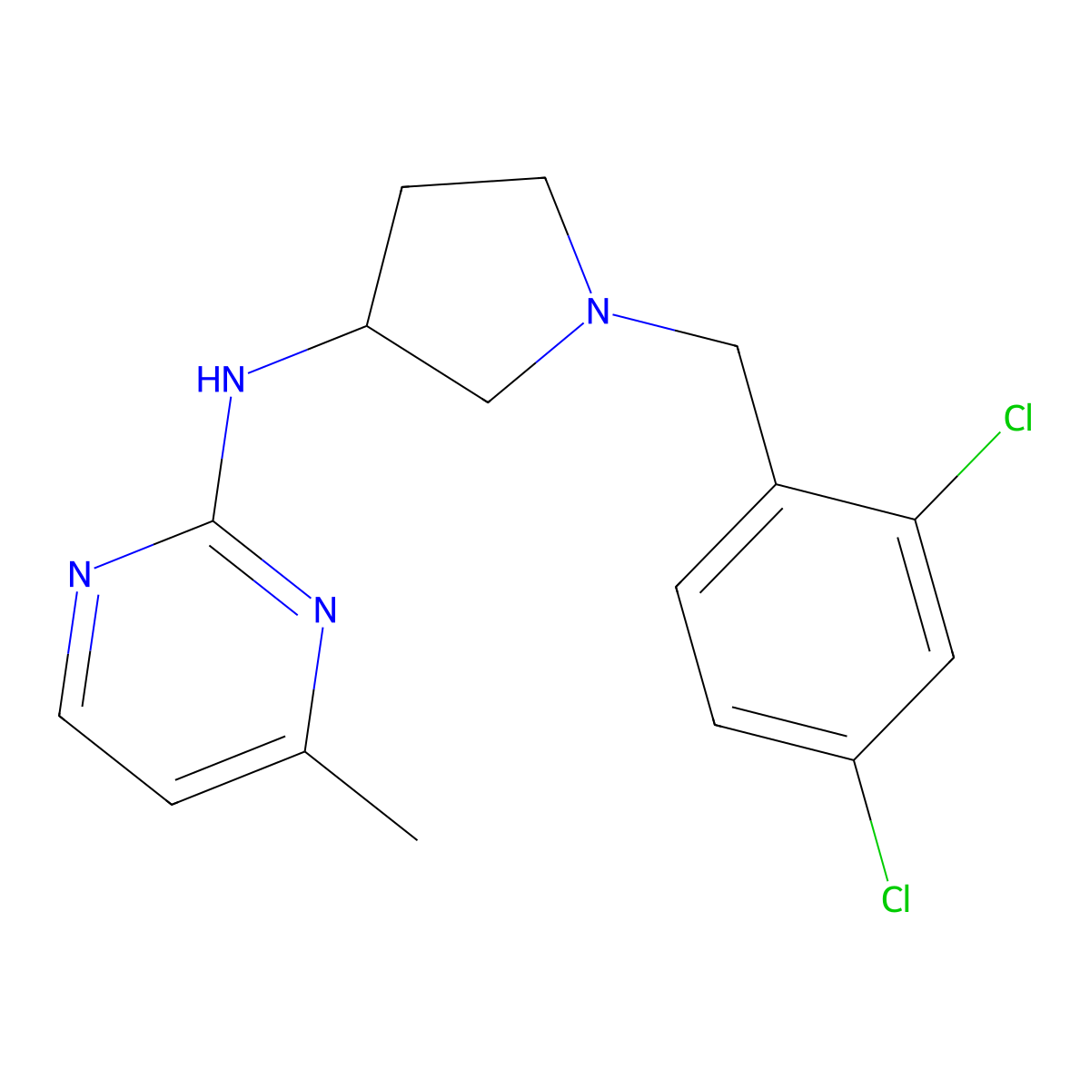 N-{1-[(2,4-dichlorophenyl)methyl]pyrrolidin-3-yl}-4-methylpyrimidin-2-amine molecular structure, CAS 3030851-20-5