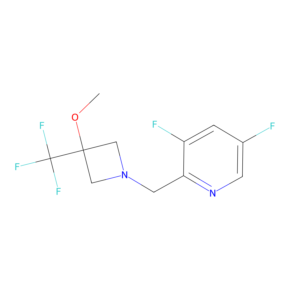 3,5-Difluoro-2-{[3-methoxy-3-(trifluoromethyl)azetidin-1-yl]methyl}pyridine molecular structure, CAS 3030851-21-6
