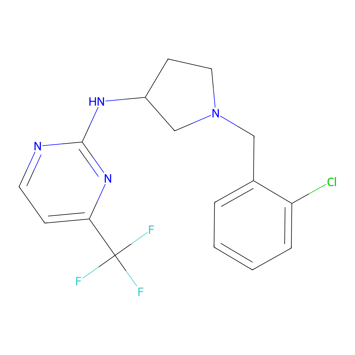 N-{1-[(2-chlorophenyl)methyl]pyrrolidin-3-yl}-4-(trifluoromethyl)pyrimidin-2-amine molecular structure, CAS 3030851-24-9