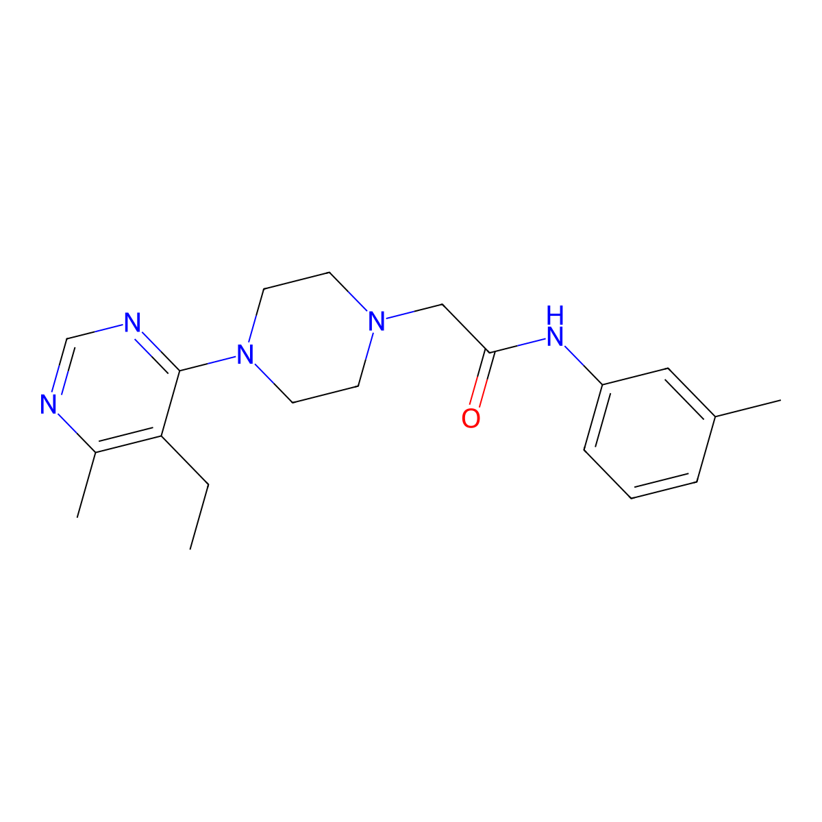 2-[4-(5-ethyl-6-methylpyrimidin-4-yl)piperazin-1-yl]-N-(3-methylphenyl)acetamide molecular structure, CAS 3030851-25-0