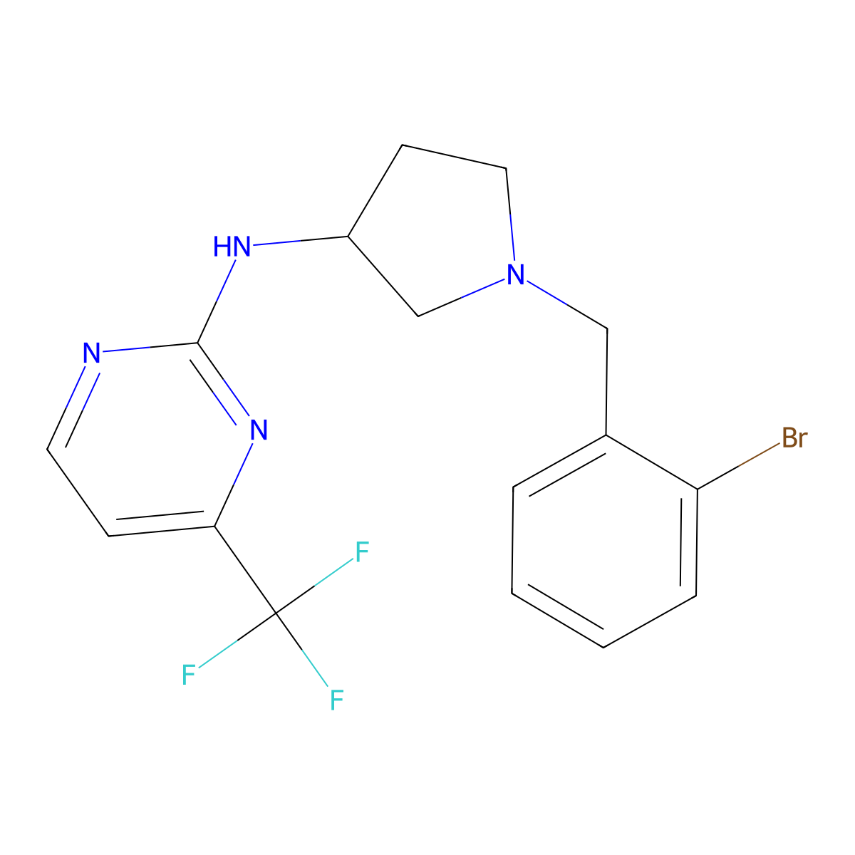 N-{1-[(2-bromophenyl)methyl]pyrrolidin-3-yl}-4-(trifluoromethyl)pyrimidin-2-amine molecular structure, CAS 3030851-26-1