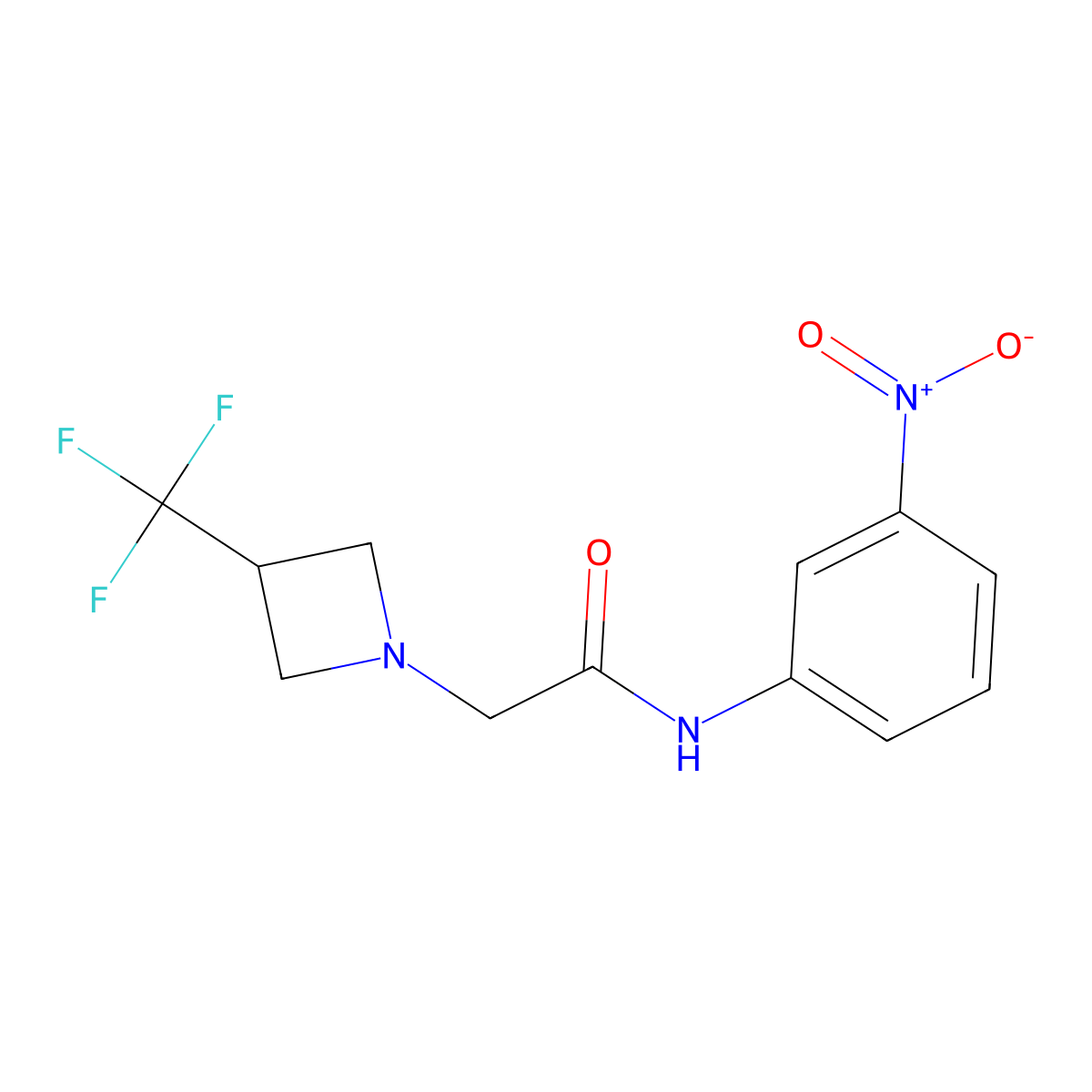 N-(3-nitrophenyl)-2-[3-(trifluoromethyl)azetidin-1-yl]acetamide molecular structure, CAS 3030851-28-3